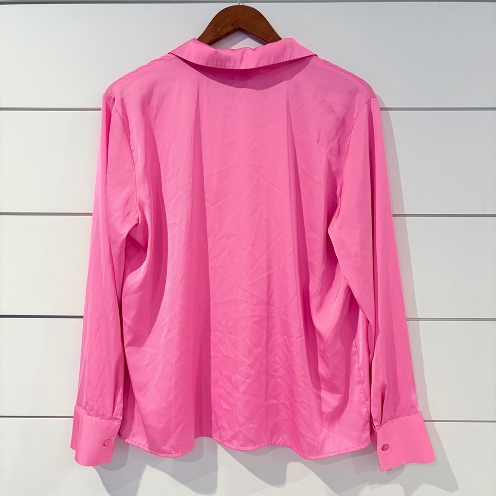 Maison d’Amélie Paris Pink Button Front Blouse Women L Capsule Elevated Chic - Picture 3 of 8